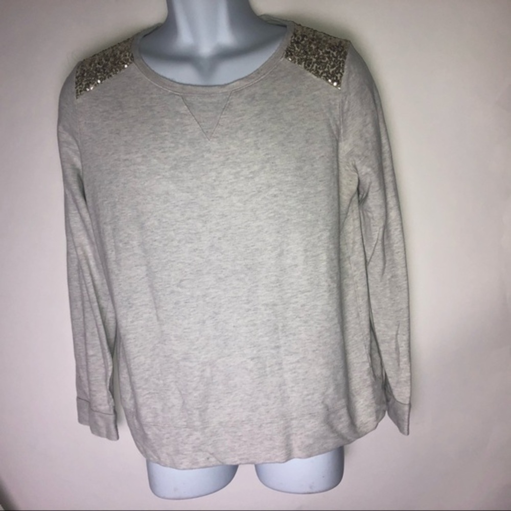 New‎ Directions Gray Sweater w/Sequins Shoulders Women's Medium